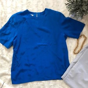Vintage Christie & Jill 100% Silk Royal Blue Top-Large